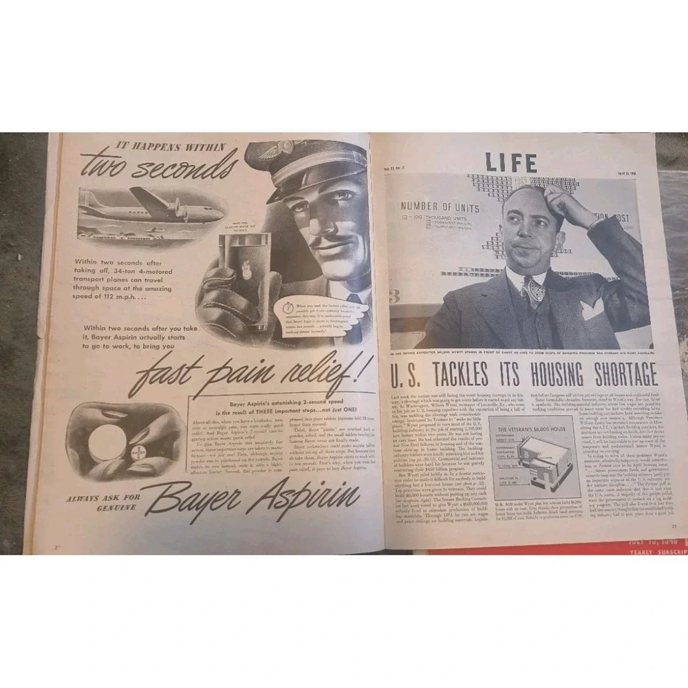Vintage LIFE Magazines Lot of 3 1946 1948 Complete w/ Sleeves & Boards